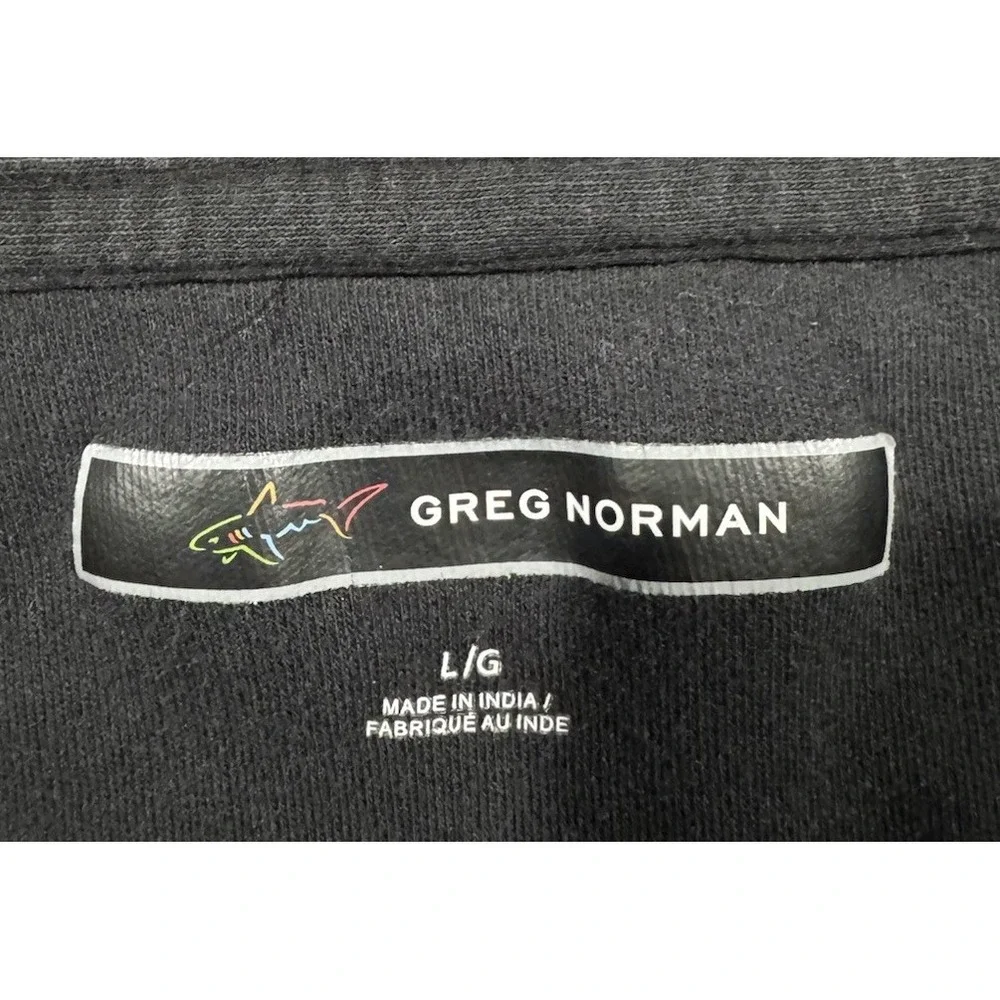 Greg Norman Mens Large Black Cotton Quarter Zip Pullover Mock Neck Golf Sweater